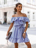 Off Shoulder Mini Dress Blauw / S